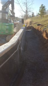 Retaining wall, after concrete has been poured