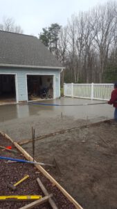 Section of poured driveway