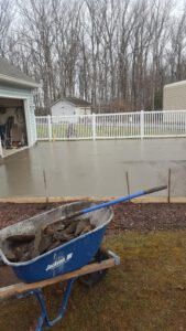 Section of poured driveway