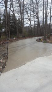 Section of poured driveway