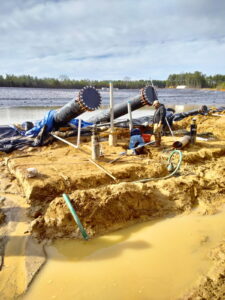 Site preparation and utility setup before forming begins.